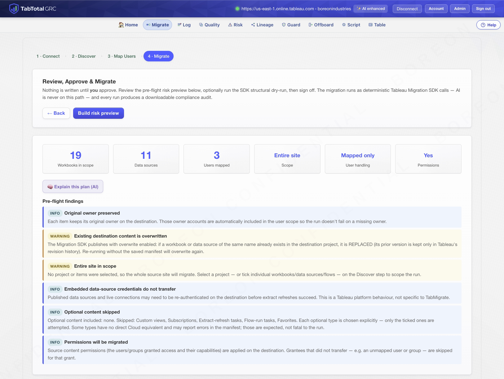 Die Tool Migrate läuft in TabTotal.