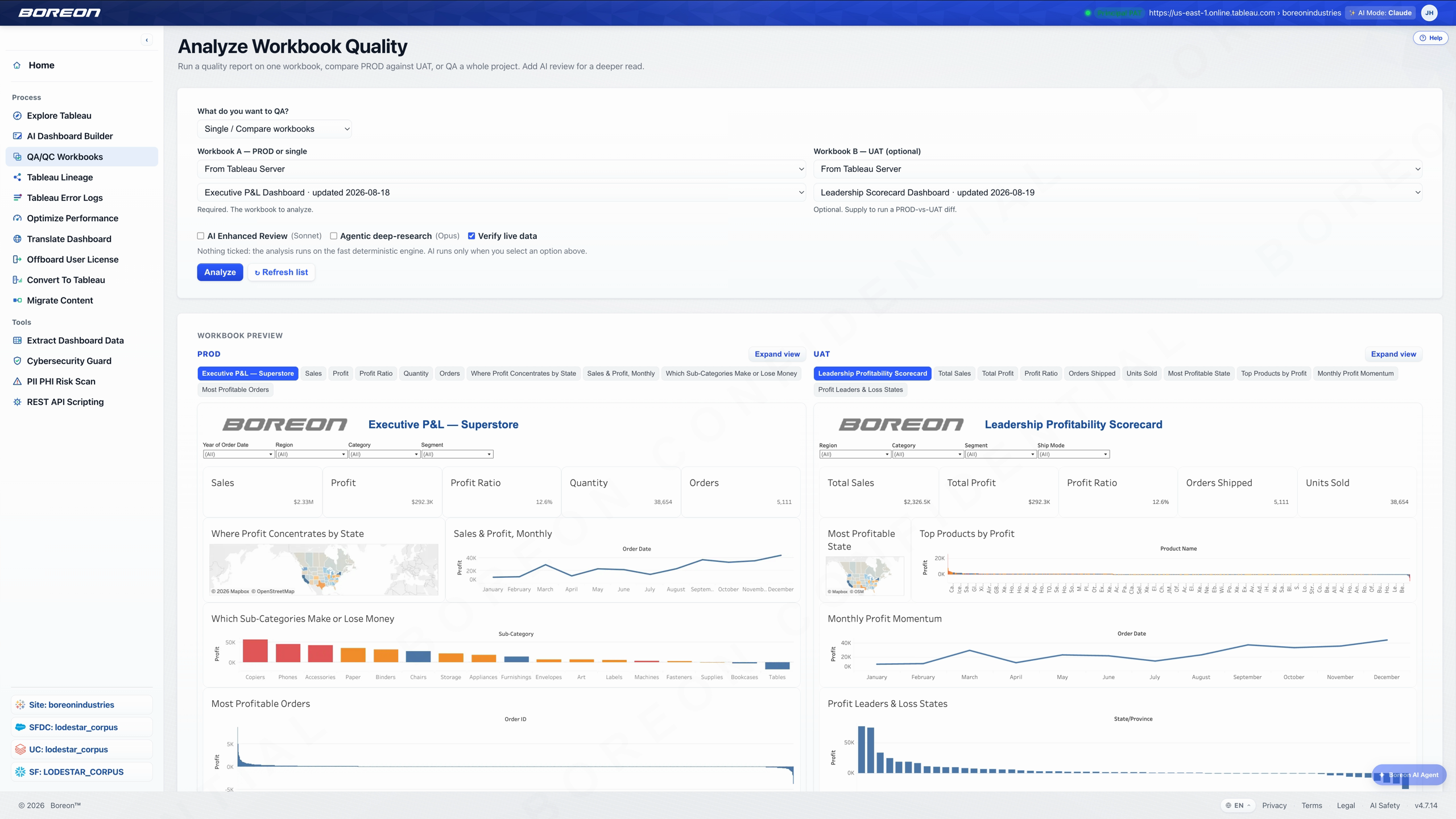 L’application Quality en fonctionnement dans TabTotal.